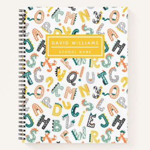 Cuaderno Alfabeto Patrón de Dinosaurio Lindo para Niños Esc