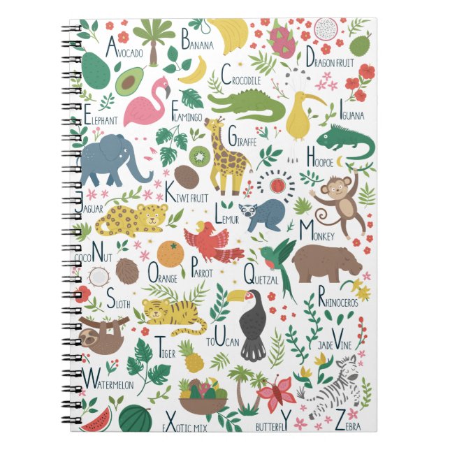 Cuaderno Alfabeto tropical para niños (Frente)