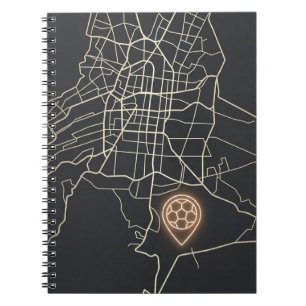 Cuaderno Alfiler de mapa de fútbol de NYC minimalista en ar