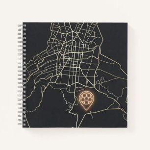 Cuaderno Alfiler de mapa de fútbol de NYC minimalista en ar