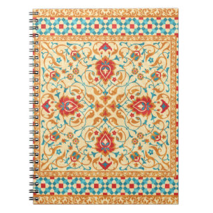 Cuaderno Alfombra oriental, adorno ornamental floral, estíl