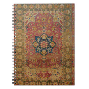 Cuaderno Alfombra Persa Asiática de Kashan de Oro Rojo
