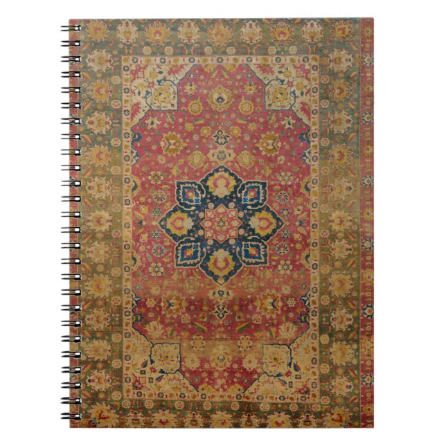 Cuaderno Alfombra Persa Asiática de Kashan de Oro Rojo (Frente)
