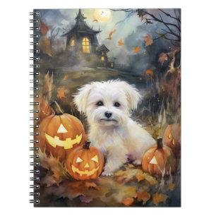 Cuaderno Algodón De Tulear De Halloween Con Calabazas Asust