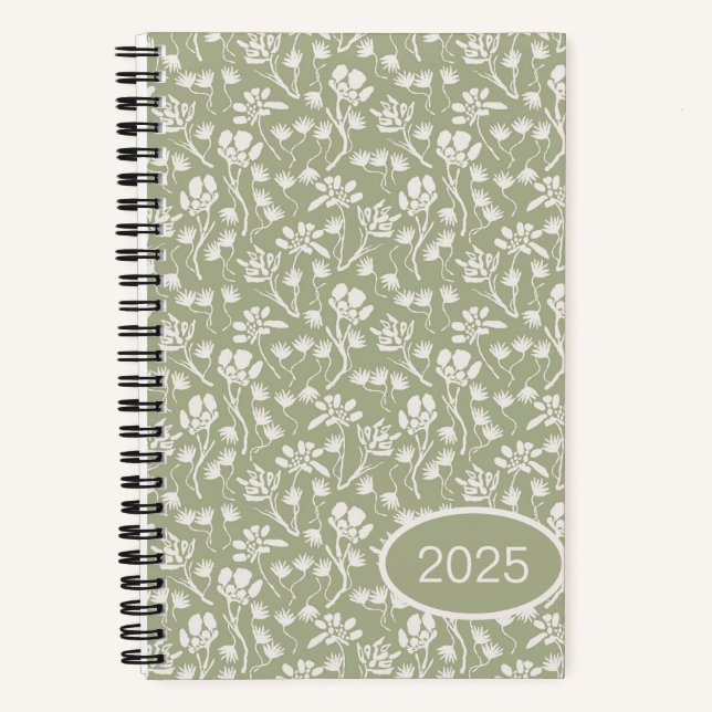 Cuaderno Algodón Floral Sage Green (Anverso)