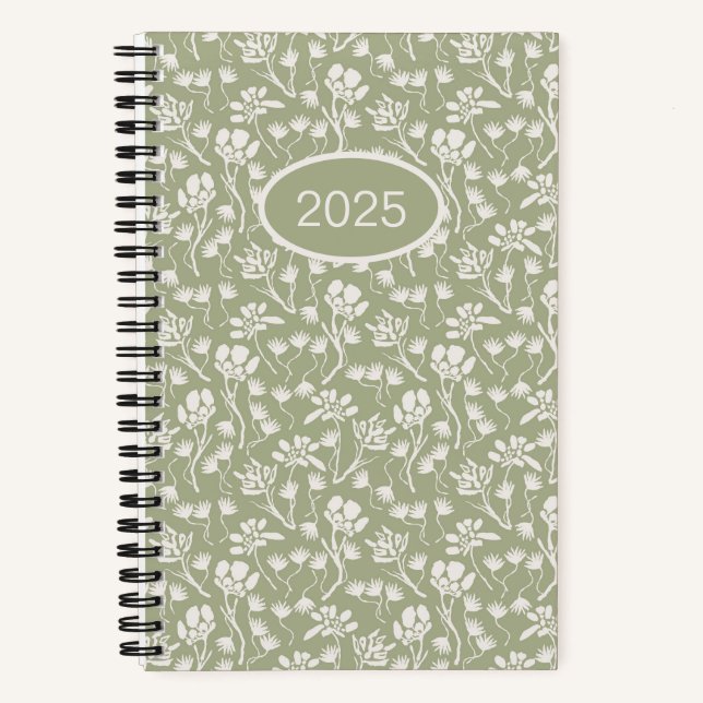 Cuaderno Algodón Floral Sage Green (Anverso)