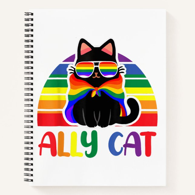 Cuaderno Aliado LGBT Gato Sé Amable Arcoíris Divertido Band (Anverso)