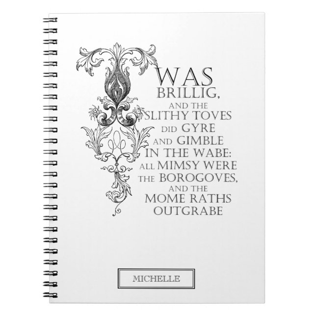 Cuaderno Alice In Wonderland Jabberwocky Poem Notebook (Frente)