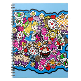 Cuaderno Alice Wonderland Mad Hatter Cat Doodle Art de Leah