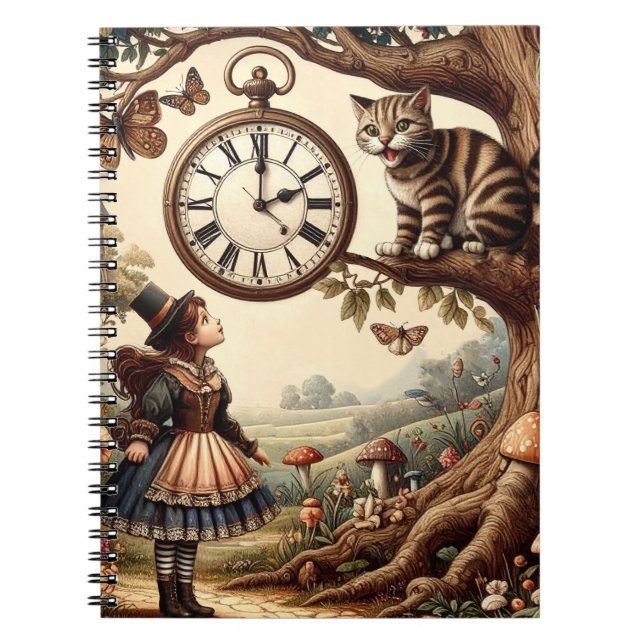 Cuaderno Alice y el Gato de Cheshire: Fantasía Caprichosa d (Frente)