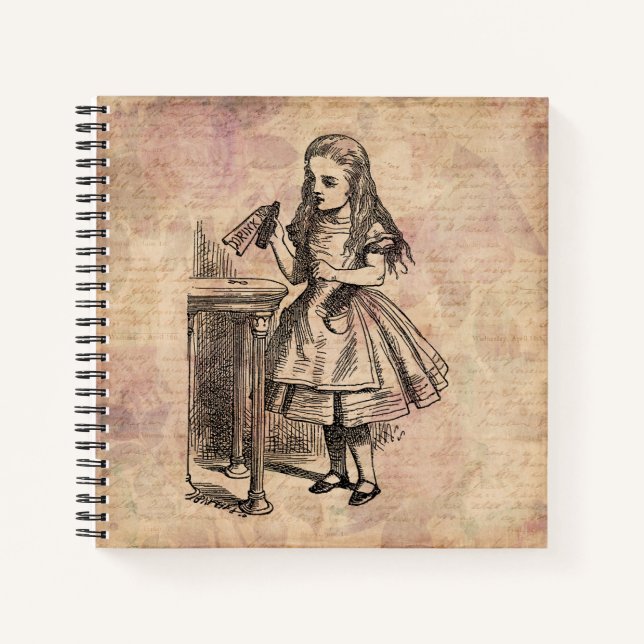 Cuaderno Alicia en el país de las maravillas bebe mi botell (Anverso)