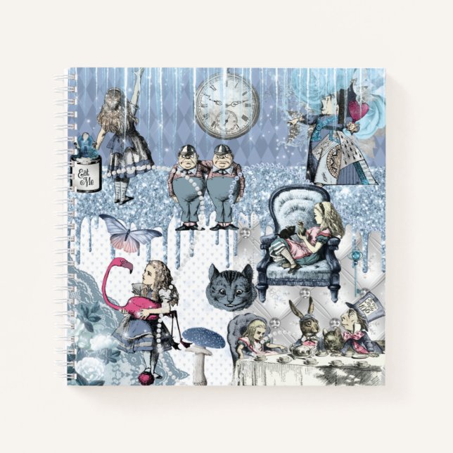 Cuaderno Alicia helada en azul Purpurina de Maravilla (Anverso)
