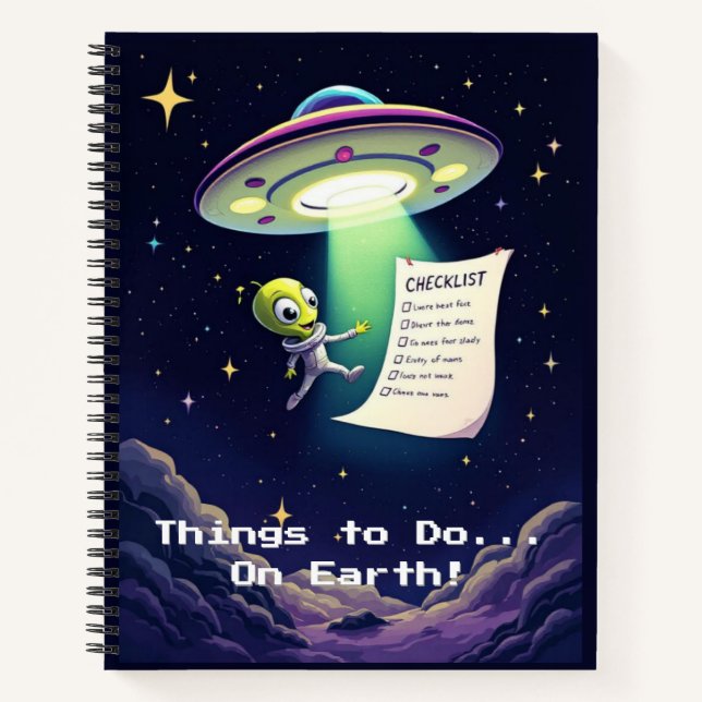 Cuaderno Alien Abduction Checklist | Whimsical Retro Sci-Fi (Anverso)