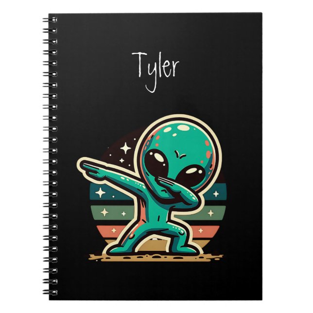 Cuaderno Alien Dabbing Extraterrestre Funny Personalizado (Frente)
