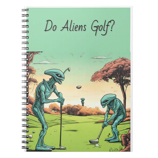 Cuaderno Alien Golfers - Equipo portátil con texto editable (Frente)