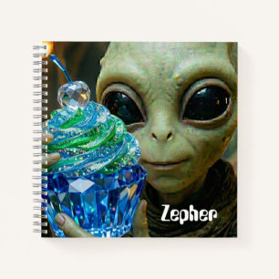Cuaderno Alienígena estelar en pastelito cristalino de nave