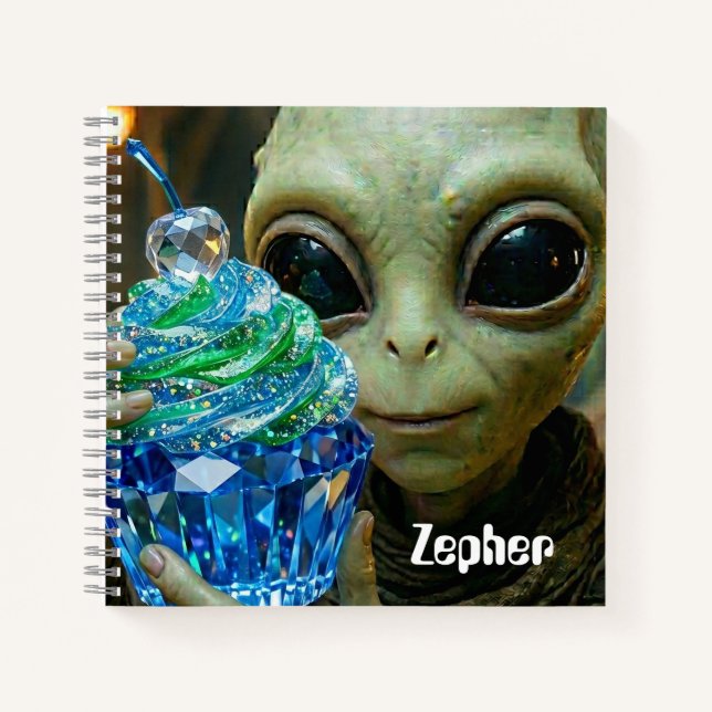 Cuaderno Alienígena estelar en pastelito cristalino de nave (Anverso)