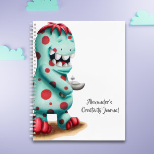 Cuaderno Alienígena Monstruo Personalizado Verde Azulado y 