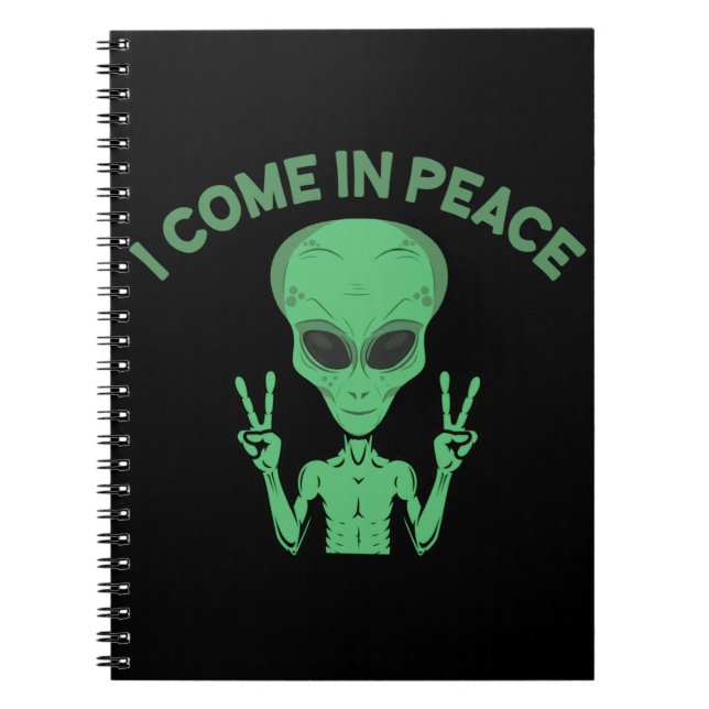 Cuaderno Alienígena Verde Que Vengo En Paz OVNI Extraterres (Frente)
