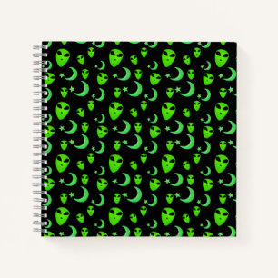 Cuaderno Alienígenas Brillantes, Luna Creciente y Estrellas