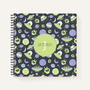 Cuaderno Alienígenas verdes adorables espacio envían niños 