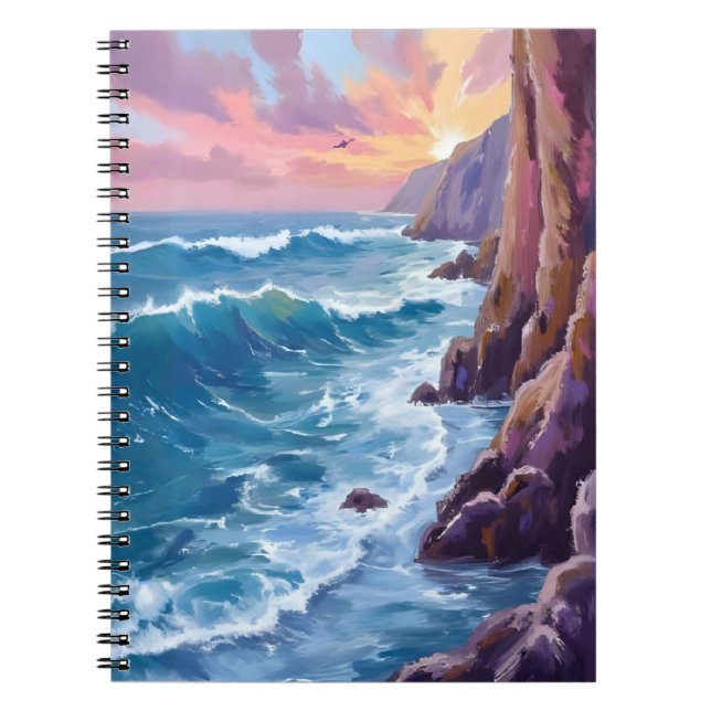 Cuaderno Aliento del Océano | Costa de puesta de sol marina (Frente)