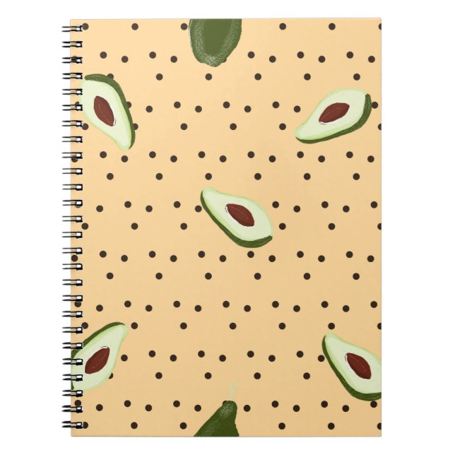 Cuaderno Alimentos saludables. Patrón de aguacate sin incon (Frente)