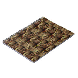 Cuaderno Alivio de cuadrados con círculos de gradiente marr