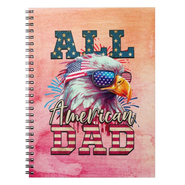 Cuaderno All American Dad 4 of July Bald Eagle Bandera de E (Frente)