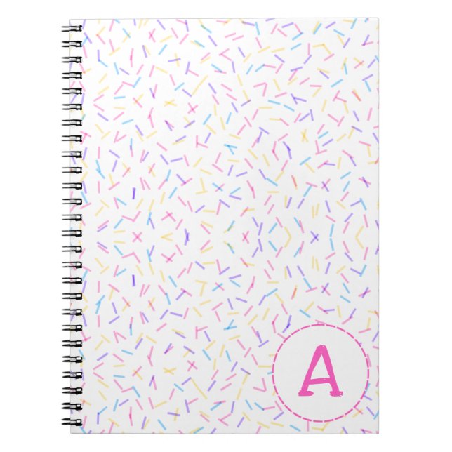 Cuaderno Allover Sprinkles Pink Multi Inicial Notebook (Frente)
