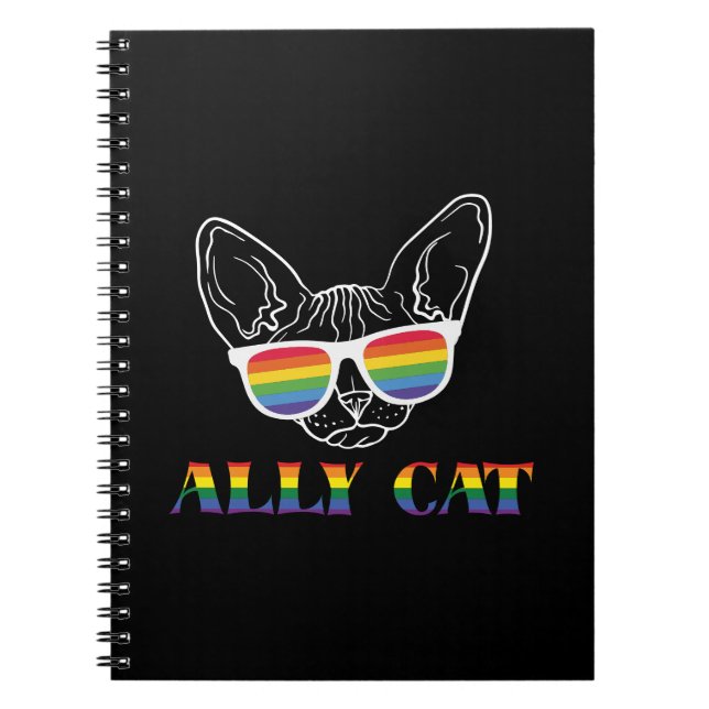 Cuaderno Ally Cat | Gato corto | Arcoiris | Orgullo (Frente)