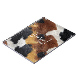 Cuaderno Almohada de textura de cuero de vaca marrón negro