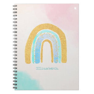 Cuaderno Almohada decorativa arcoíris de purpurina dorada a