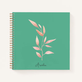 Cuaderno Almohada decorativa de hojas botánicas en azul tur