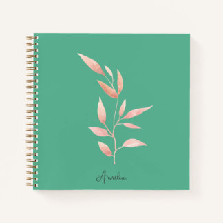 Cuaderno Almohada decorativa de hojas botánicas en azul tur