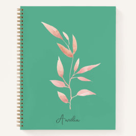 Cuaderno Almohada decorativa de hojas botánicas en azul ver