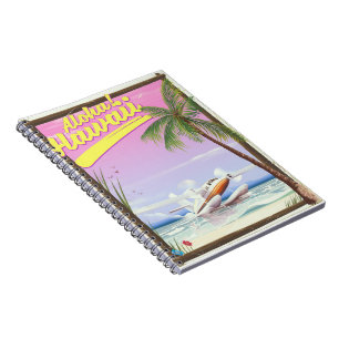 Cuaderno ¡Aloha! Cartel de viaje al estilo vintage de Hawái