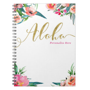 Cuaderno Aloha Floral Tropical de Verano Moderna Acuarela