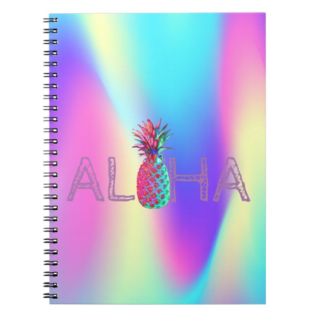 Cuaderno Aloha Hawaiano Piña Ombre Holográfica (Frente)