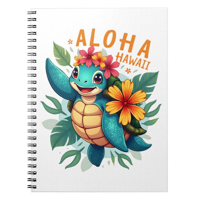 Cuaderno Aloha Hawaii-Shirt Mujeres Chicas de tortugas mari (Frente)