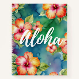 Cuaderno Aloha hermoso patrón de flores de hibiscus Hawaii