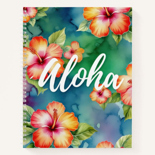Cuaderno Aloha hermoso patrón de flores de hibiscus Hawaii (Anverso)