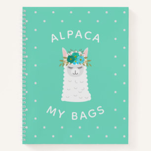 Cuaderno Alpaca cuta y a la moda Turquesa