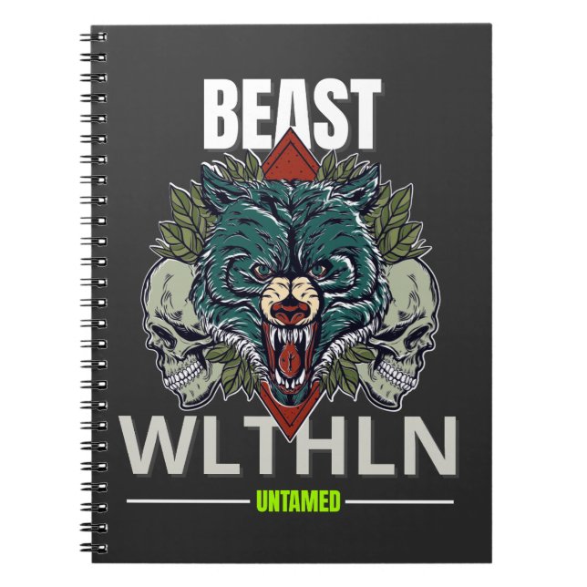 Cuaderno Alpha Beast _ Untamed Wolf Streetwear Fearless  (Frente)