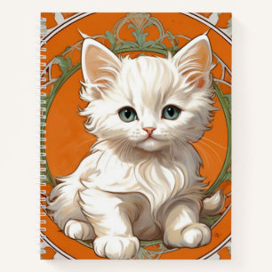 Cuaderno Alphonse Mucha Art Nouveau Gatito Blanco