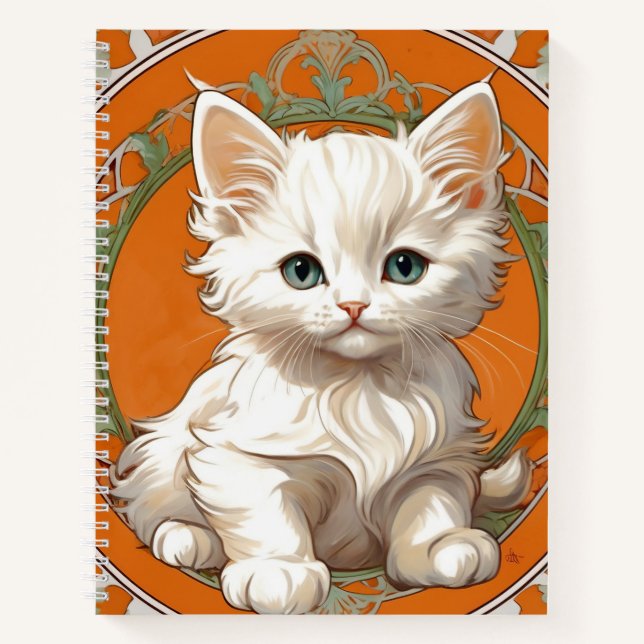 Cuaderno Alphonse Mucha Art Nouveau Gatito Blanco (Anverso)