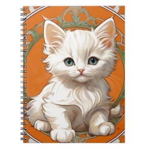 Cuaderno Alphonse Mucha Art Nouveau Gatito Blanco