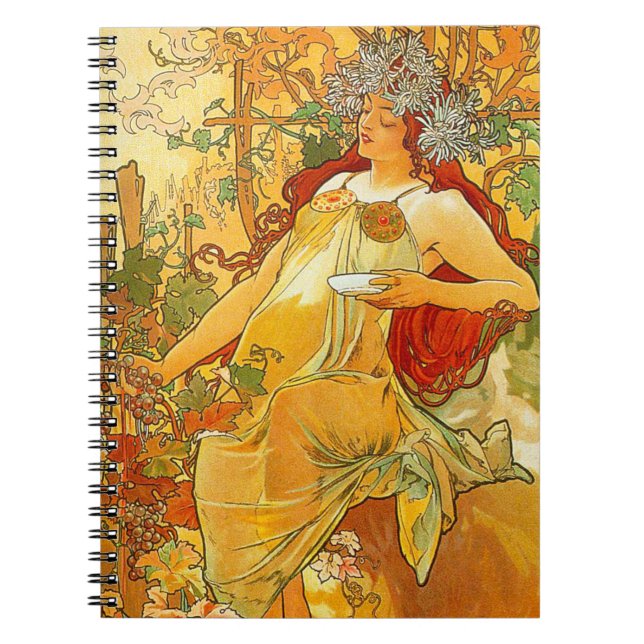 Cuaderno Alphonse Mucha Art Nouveau Otoño (Frente)