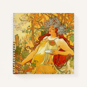 Cuaderno Alphonse Mucha Art Nouveau Otoño