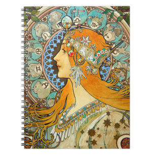 Cuaderno Alphonse Mucha Art Nouveau Zodiac